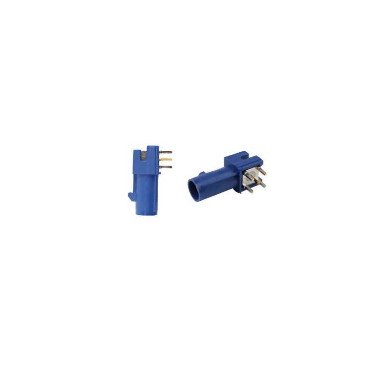 Fakra C Blue SMB Plug Male PCB Mount Right Angle Connector for GPS RF Communications Systems