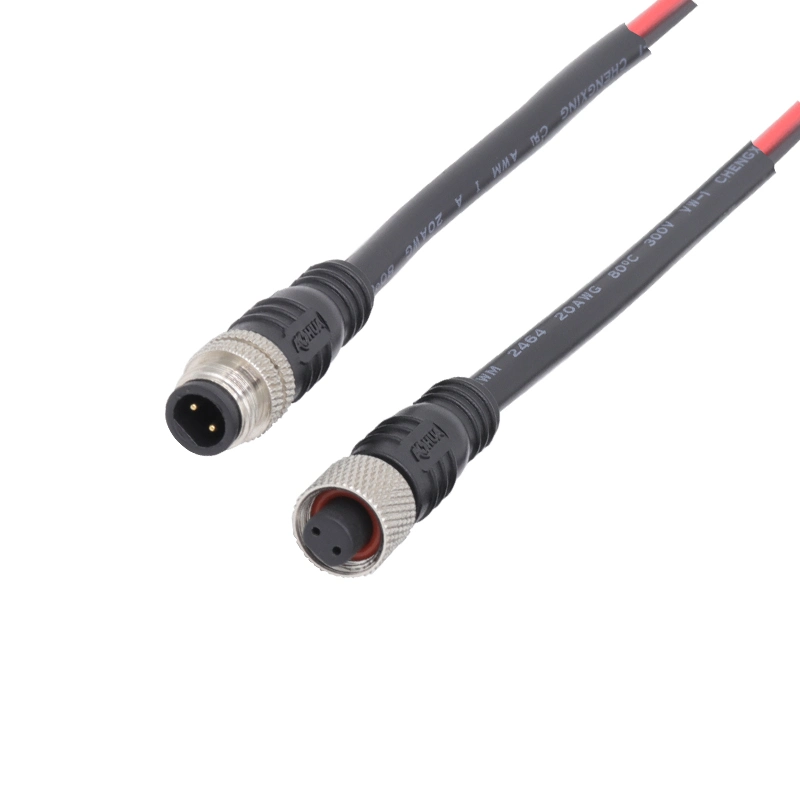 Aohua 2 3 4 Pin Rubber Wire IP65 Male Female Metal Nut Waterproof M8 Sensor Connector