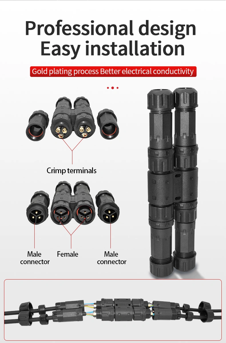 Yxy M16/M20 Connector 4 Way Splitter Multi-Pin 2pin 3pin 4pin Waterproof Connector IP68 for LED Luminaire